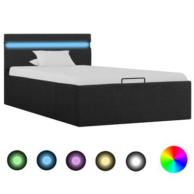vidaXL Rama łóżka, podnośnik i LED, ciemnoszara, tkanina, 90 x 200 cm