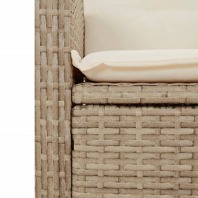 vidaXL Rozkładany fotel ogrodowy z poduszkami, beżowy polirattan