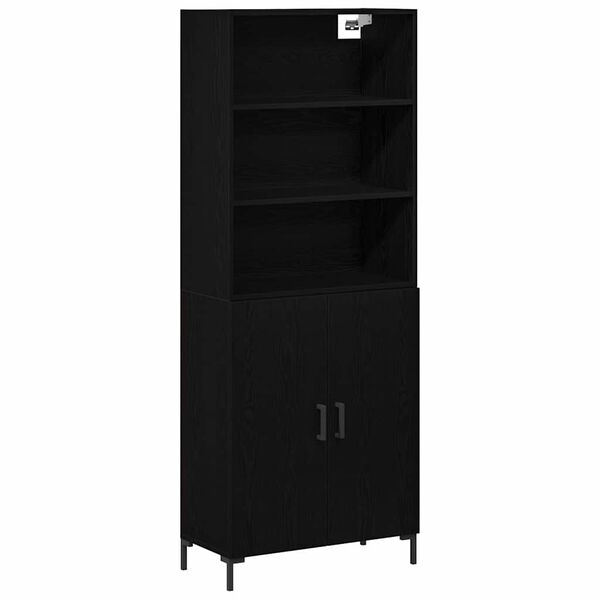 vidaXL Highboard Czarny Dąb 69,5 x 34 x 180 cm Materiał drewnopochodny