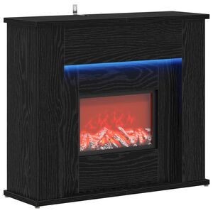 vidaXL Kominek z taśmą LED Czarny dąb 63 x 20 x 54,5 cm