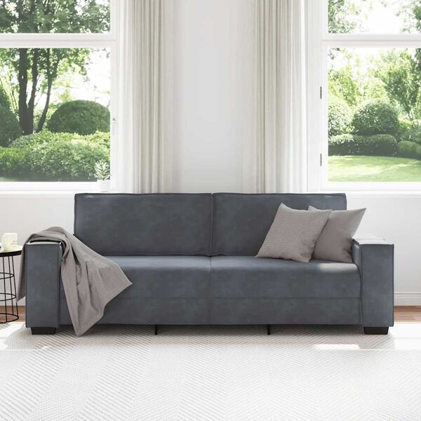 vidaXL Sofa 3-osobowa, ciemnoszara, 180 cm, obita aksamitem