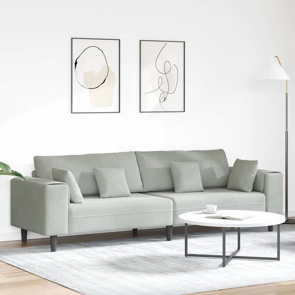 vidaXL Sofa z poduszką Jasnoszary 250 x 77 x 76 cm Aksamit