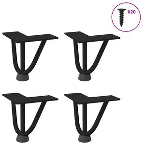 vidaXL Nogi do stolika kawowego w kształcie spinki do włos&oacute;w 4 szt. Czarne 10 cm Stal lite