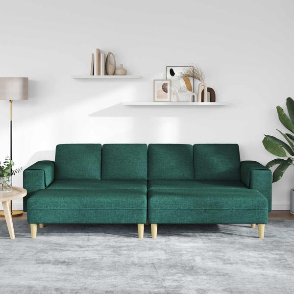 vidaXL Sofa do salonu 3 pcs Ciemna zieleń Poliester