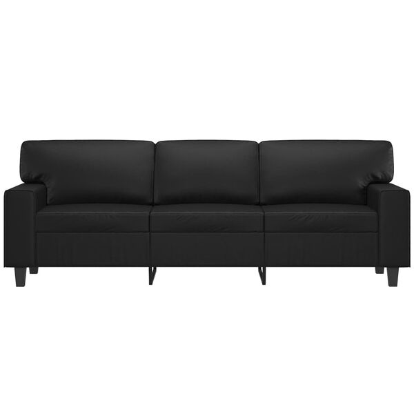 vidaXL 3-osobowa sofa, czarna, 180 cm, obita sztuczną sk&oacute;rą