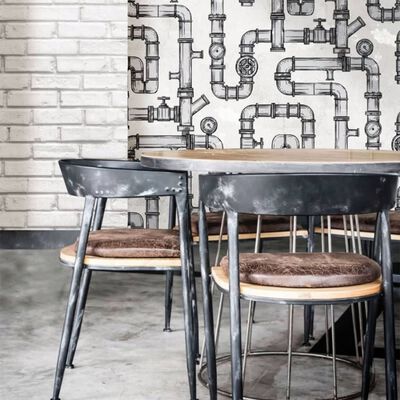 Urban Friends & Coffee Tapeta w cegły, szaro-biała