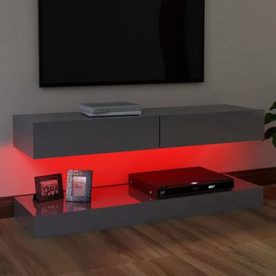 vidaXL Szafka TV z oświetleniem LED, wysoki połysk, szara, 120x35 cm