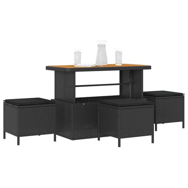 vidaXL Zestaw do jadalni w ogrodzie Czarny polirattan