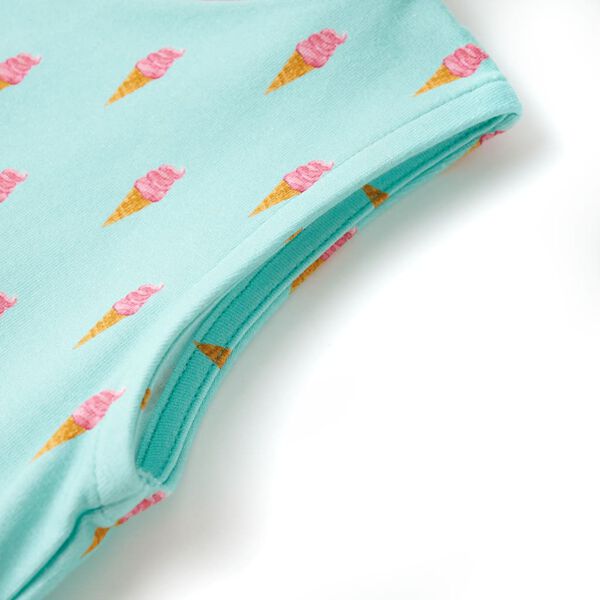 Sukienka dziecięca ze sznurkiem ściągającym, jasnomiętowa, 116