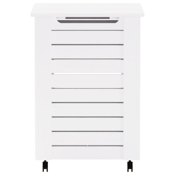 vidaXL Kosz na pranie RANA, z k&oacute;łkami, biały, 45x45x64 cm, sosnowa