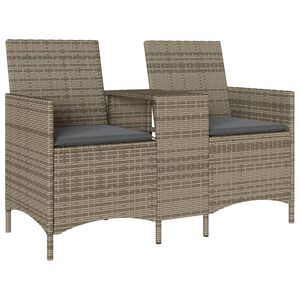 vidaXL Ogrodowa sofa 2-os. ze stolikiem i poduszkami, szary rattan PE