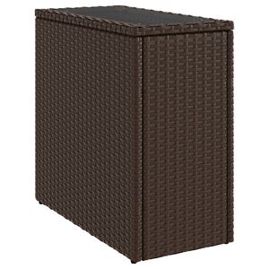 vidaXL Stolik ogrodowy ze szklanym blatem, brązowy, 58x27,5x55 cm