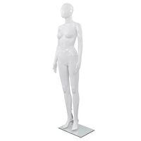 vidaXL Manekin damski ze szklaną podstawą, biały, błyszczący, 175 cm