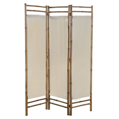 vidaXL 3-panelowy, składany parawan bambus i płótno, 120 cm