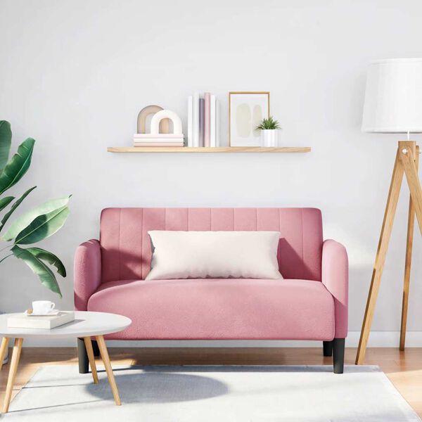 vidaXL Sofa dwuosobowa r&oacute;żowa 109 cm aksamitna