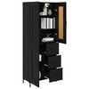 vidaXL Highboard z szufladą 2 pcs Czarny Dąb Materiał drewnopochodny