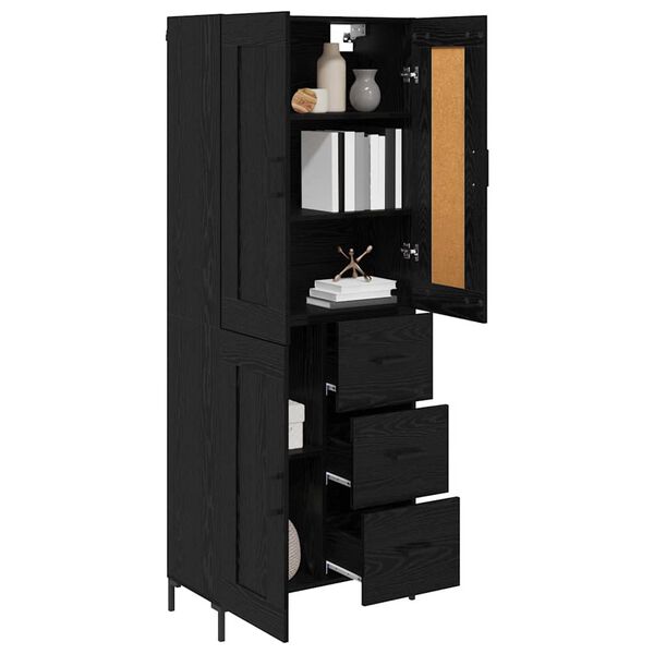 vidaXL Highboard z szufladą 2 pcs Czarny Dąb Materiał drewnopochodny
