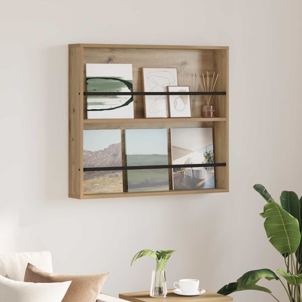 vidaXL Regał na gazety z p&oacute;łką Dąb rzemieślniczy 80 x 12 x 70 cm