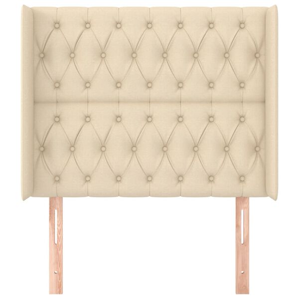 vidaXL Zagł&oacute;wek uszak, kremowy, 103x16x118/128 cm, tkanina