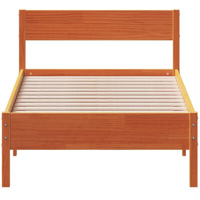vidaXL Rama łóżka z wezgłowiem, woskowy brąz, 75x190 cm, sosnowa
