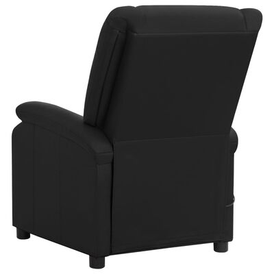 vidaXL Fotel masujący, czarny, skóra naturalna