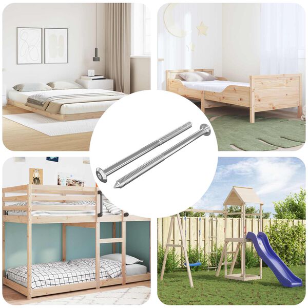 vidaXL Śruby meblowe 2 pcs Srebrny M6 x 100 mm Stal