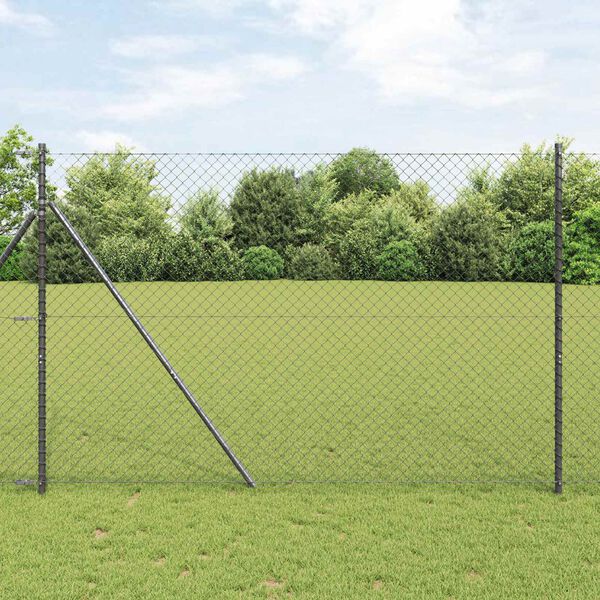 vidaXL Ogrodzenie łańcuchowe Szary 25 x 1.6 m Stal
