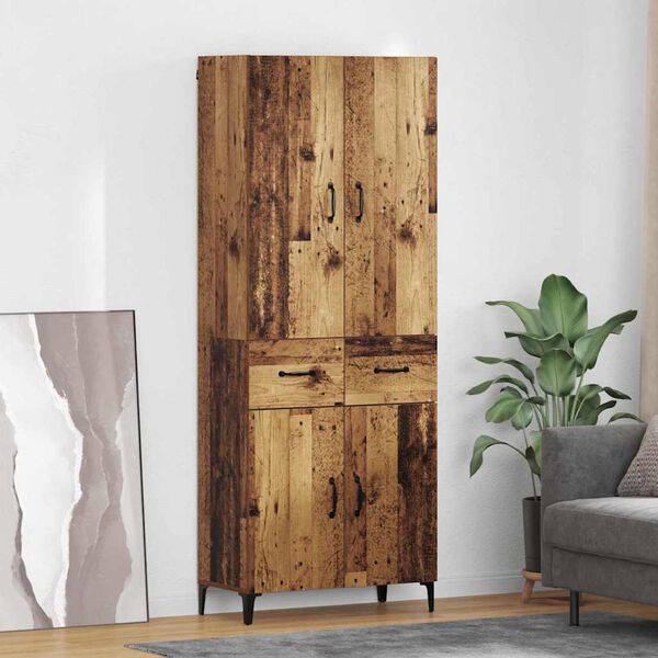 vidaXL Highboard Montowane na ścianie Stare drewno 69,5 x 34 x 180 cm
