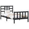 vidaXL Rama ł&oacute;żka z wezgłowiem, czarna, 100x200 cm, lite drewno