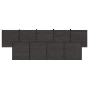 vidaXL Zestaw ogrodzeniowy 9 pcs 1564 x 186 cm WPC i aluminium Czarny