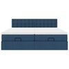 vidaXL Rama ł&oacute;żka otomana z materacami, niebieska, 160x200 cm, tkanina