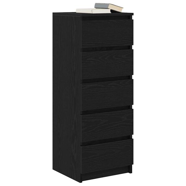 vidaXL Komoda z szufladami Czarny dąb 37,5x35x99 cm Drewno klejone