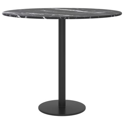 vidaXL Blat do stołu, czarny, 50x0,8 cm, szkło ze wzorem marmuru