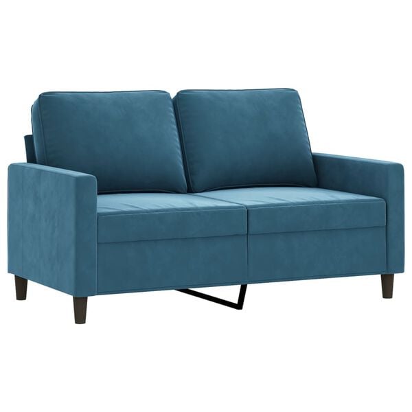 vidaXL Sofa 2-osobowa, niebieski, 120 cm, tapicerowana aksamitem