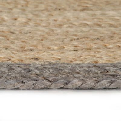 vidaXL Ręcznie wykonany dywanik, juta, szara krawędź, 150 cm