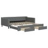 vidaXL Sofa rozsuwana z szufladami, ciemnoszara, 100x200 cm, tkanina