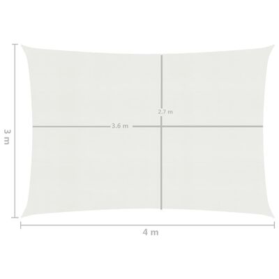 vidaXL Żagiel przeciwsłoneczny, 160 g/m², biały, 3x4 m, HDPE
