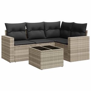 vidaXL 5-cz. zestaw mebli do ogrodu, poduszki, jasnoszary rattan PE