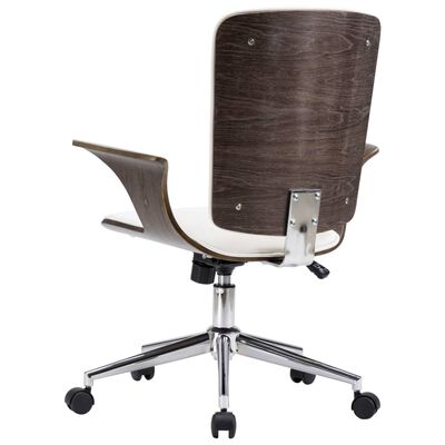 vidaXL Obrotowe krzesło biurowe, białe, sztuczna skóra i gięte drewno