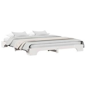 vidaXL Ramka ł&oacute;żka Biały 200 x 200 cm Lite drewno sosnowe