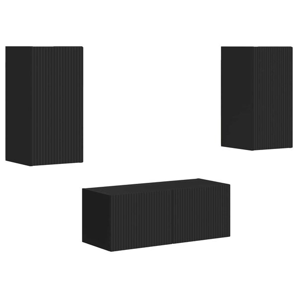 vidaXL Zestaw szafek RTV 2 pcs Czarny Materiał drewnopochodny