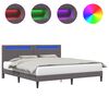 vidaXL Ramka ł&oacute;żka z paskami LED Szary 200 x 200 cm Ekosk&oacute;ra