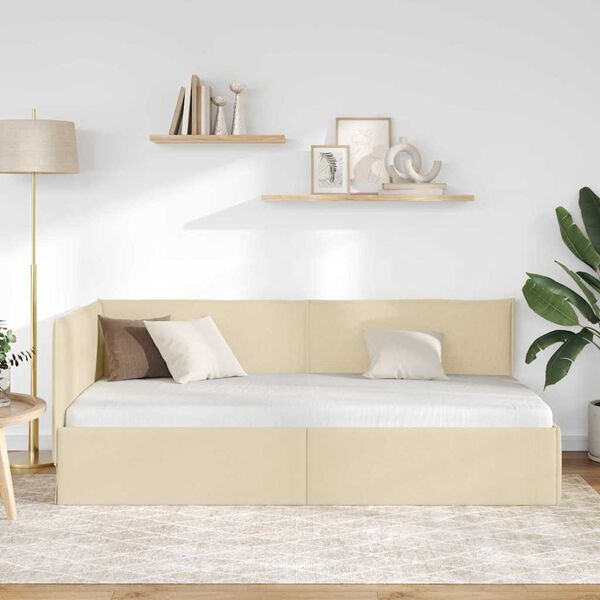 vidaXL Rama ł&oacute;żka narożnego Kremowy 100 cm x 200 cm Aksamit