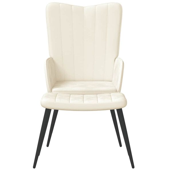 vidaXL Fotel z podn&oacute;żkiem, kremowy, tapicerowany aksamitem