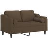 vidaXL 2-osobowa sofa z poduszkami, brązowa, 120 cm, tkanina