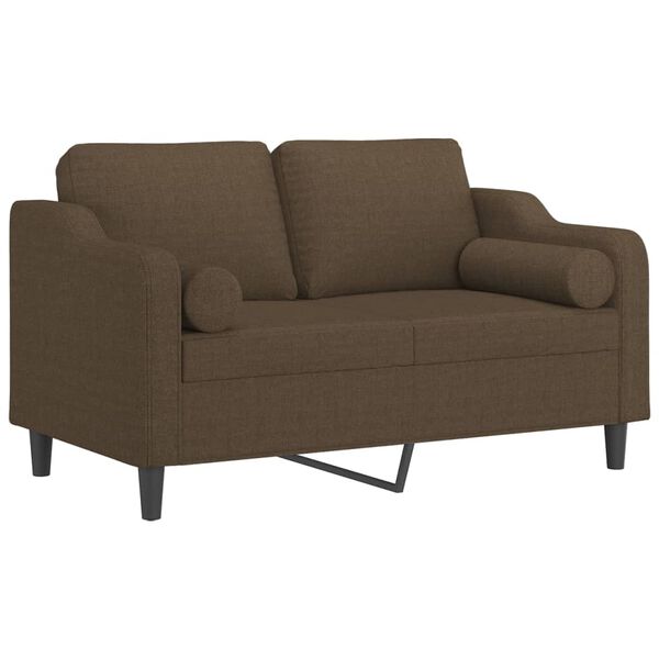 vidaXL 2-osobowa sofa z poduszkami, brązowa, 120 cm, tkanina