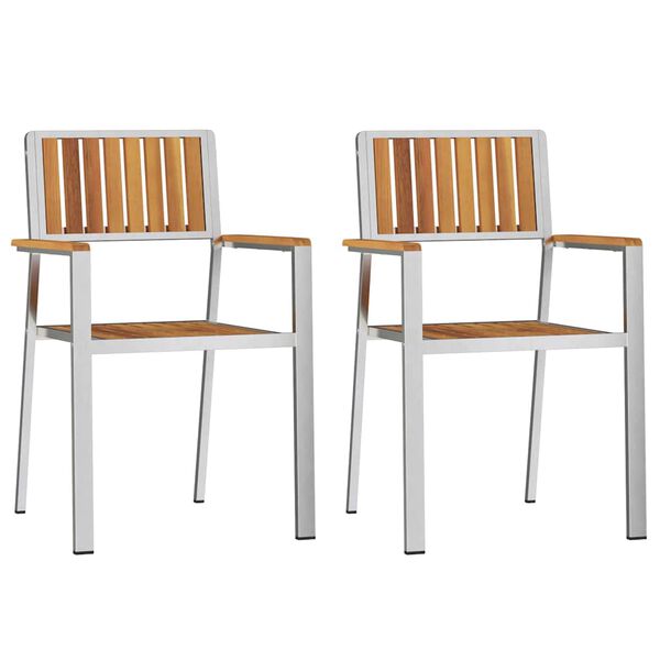 vidaXL KrzesłoOgrodowe 2 pcs Brązowy 56x54,5x87cm DrewnoAkacjowe
