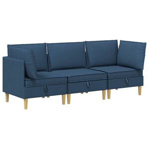 vidaXL Modularny Zestaw Sofy z Przechowalnią 3 pcs niebieski tkanina