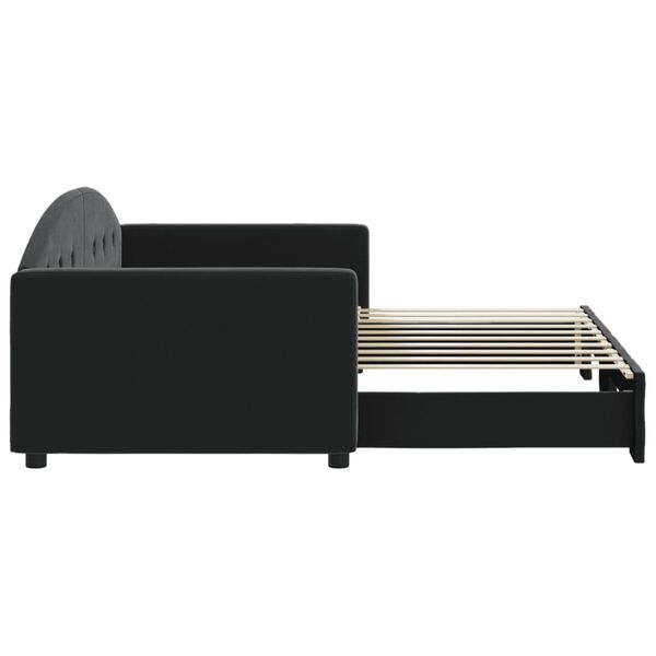 vidaXL Sofa rozsuwana, czarna, 90x190 cm, aksamit