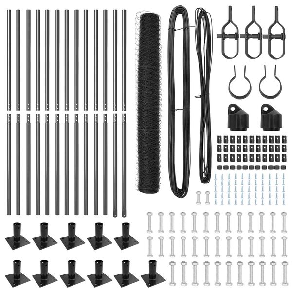 vidaXL Słupek ogrodzeniowy. Szary 25 x 1,2 m (siatka 36 mm) Stal
